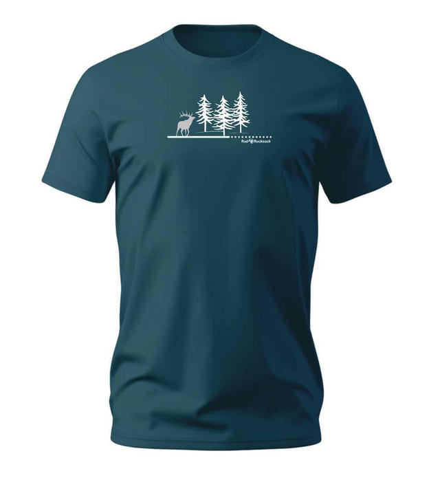 Wald Hirsch T-Shirt Herren Blaugrün (Stargazer) – Produktbild (100% Bio-Baumwolle) von Rad&Rucksack