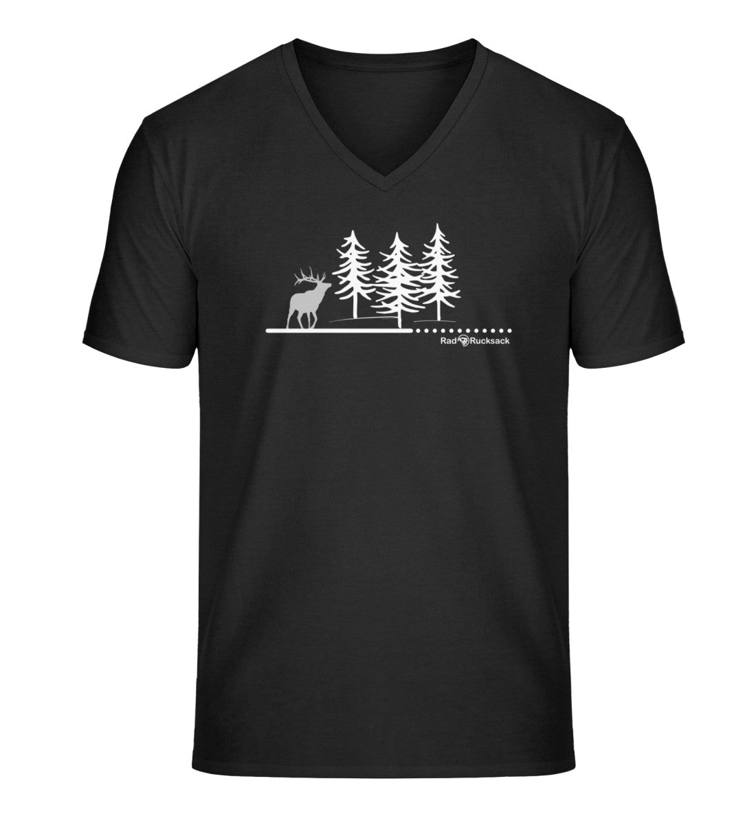 Wald Hirsch | Herren V-Neck Premium Organic T-Shirt in Black von Rad&Rucksack