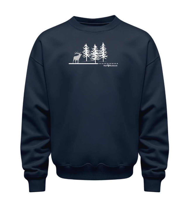 Wald Hirsch Sweatshirt in Dunkelblau (French Navy) – Produktbild (350 g/m² Bio-Baumwolle) von Rad&Rucksack