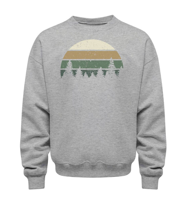 Wald Sweatshirt in Grau-Melange (Heather Grey) – Produktbild (350 g/m² Bio-Baumwolle) von Rad&Rucksack