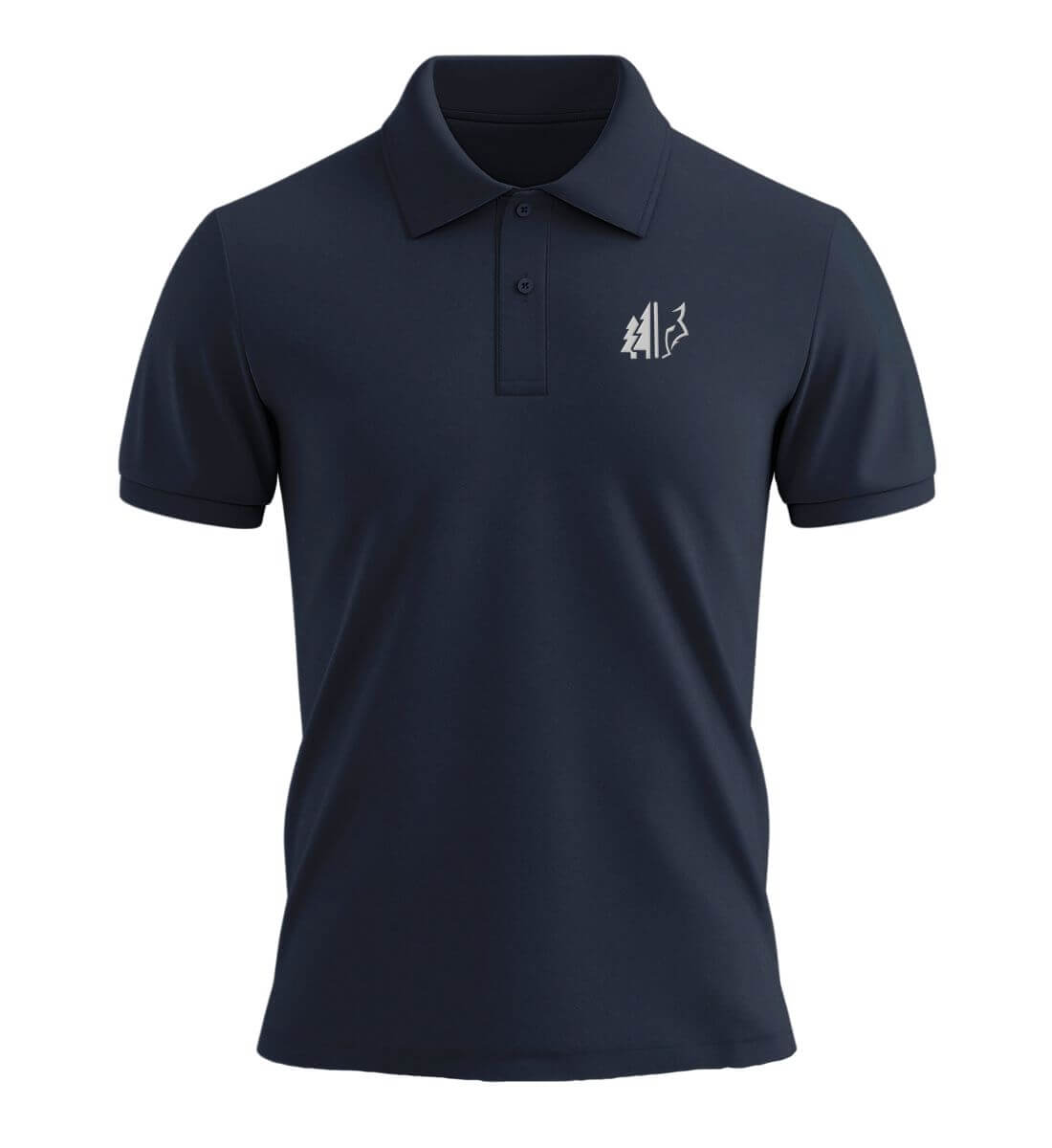 Wald Wolf Stick | Unisex Premium Organic Poloshirt in French Navy von Rad&Rucksack