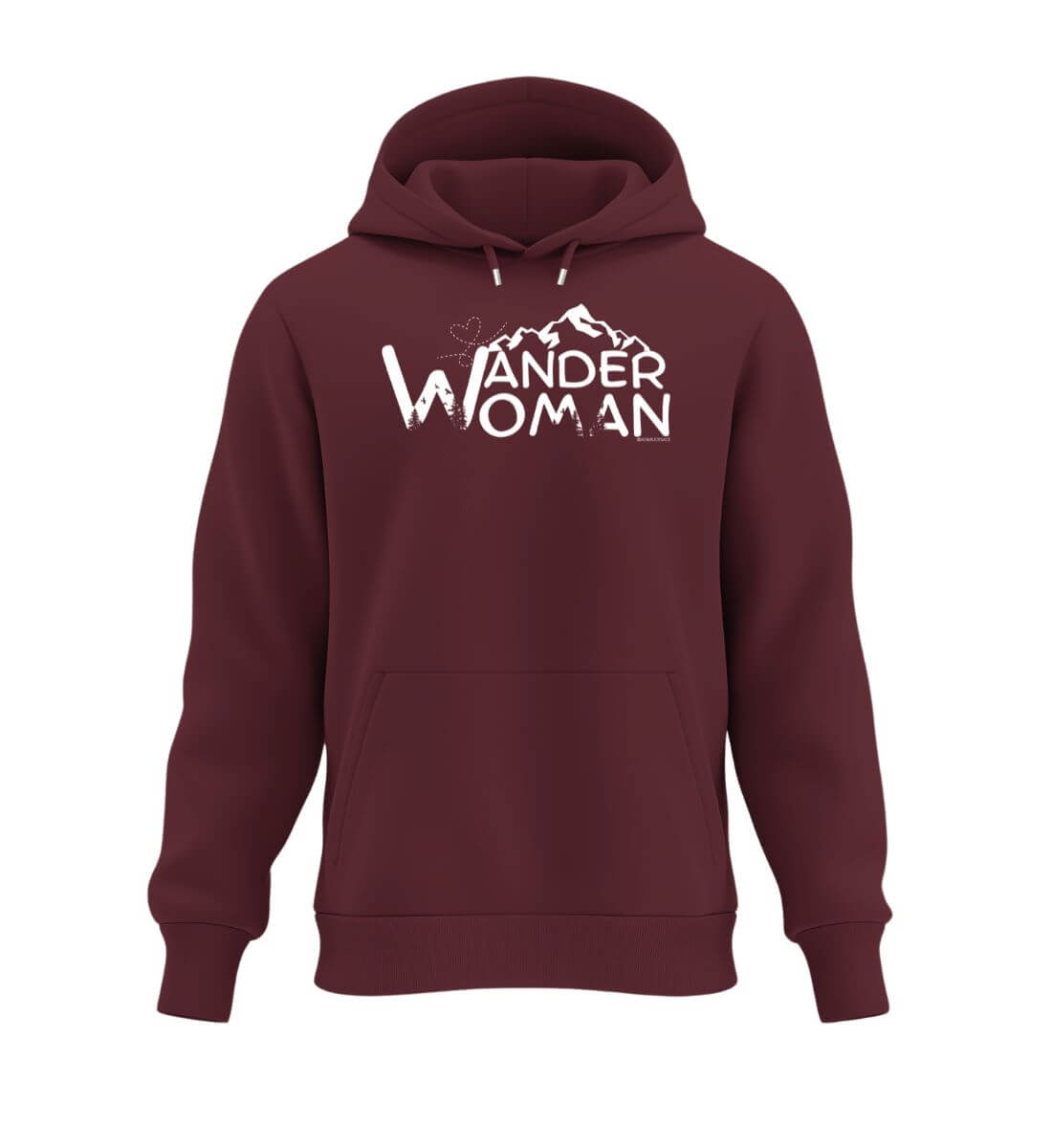 Wander Woman | Unisex Organic Hoodie in Burgundy von Rad&Rucksack