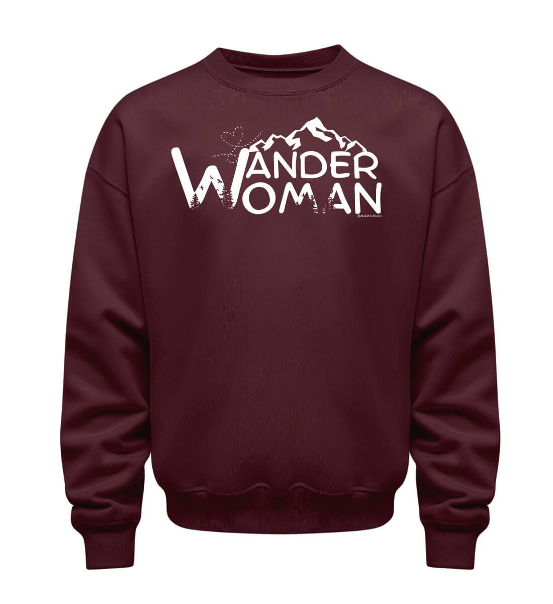Wander Woman | Unisex Organic Pullover in Burgundy von Rad&Rucksack