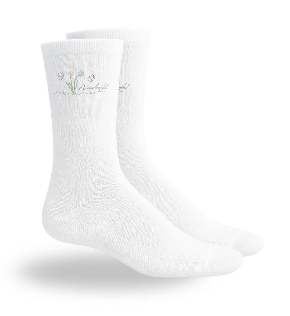 Wanderful Tulpen | Sport Socken von Rad&Rucksack - am Model präsentiert