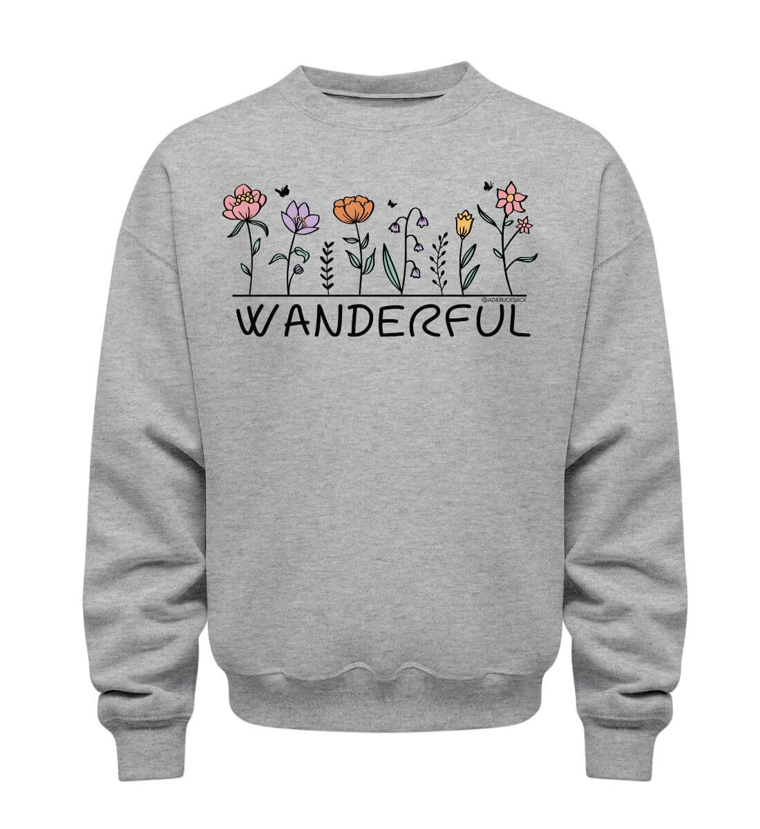 Wanderful | Unisex Organic Pullover in Heather Grey von Rad&Rucksack