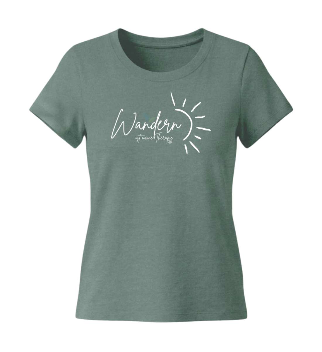Wandern ist meine Therapie | Damen Premium Organic T-Shirt (Fitted) in Green Bay von Rad&Rucksack