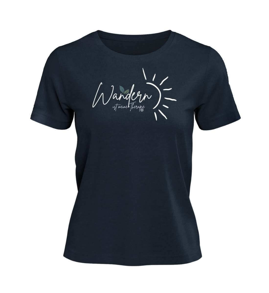 Wandern ist meine Therapie | Damen Premium Organic T-Shirt in French Navy von Rad&Rucksack