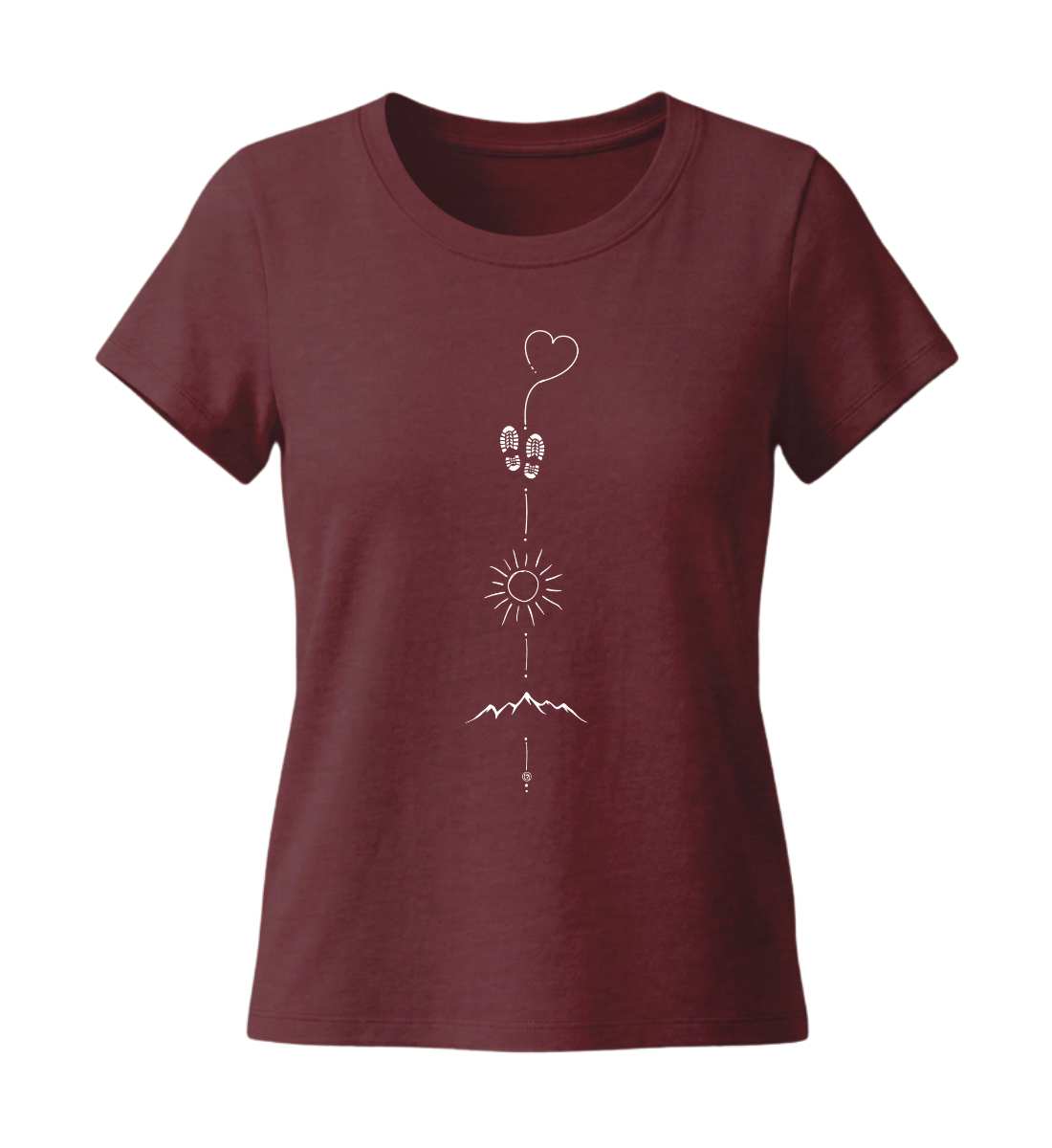 Wandern Sonne Berg | Damen Premium Organic T-Shirt (Fitted) in Burgundy von Rad&Rucksack