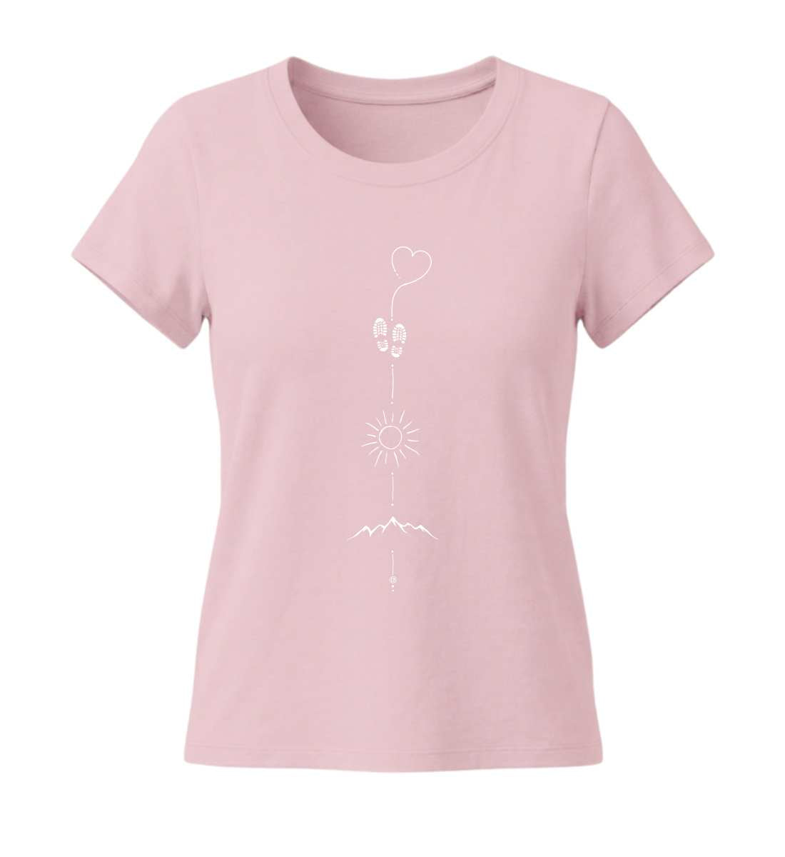 Wandern Sonne Berg | Damen Premium Organic T-Shirt (Fitted) in Cotton Pink von Rad&Rucksack