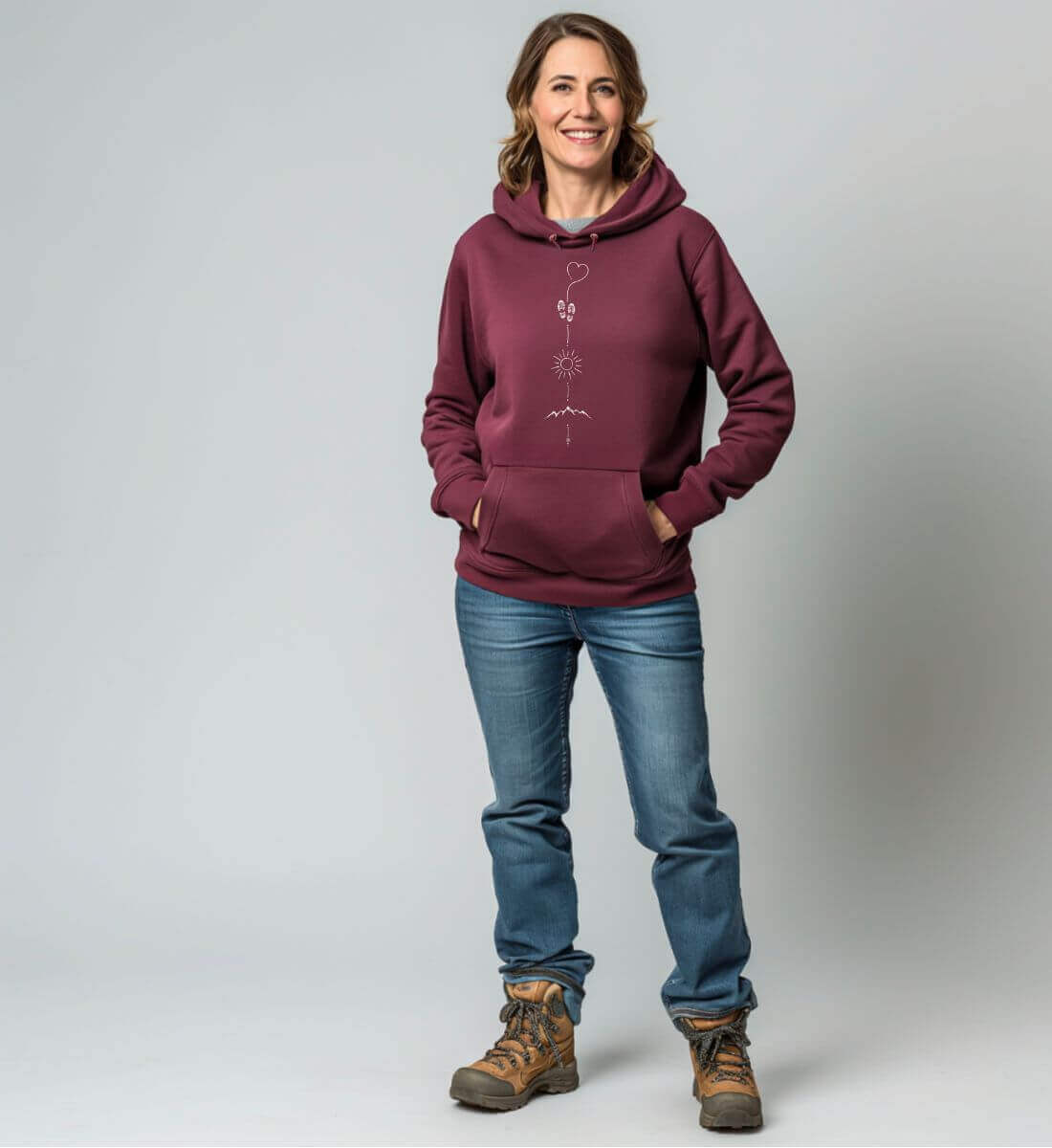 Wandern Sonne Berg | Unisex Organic Hoodie von Rad&Rucksack - weitere Modelansicht 2