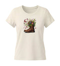 Wanderschuh-Blumen | Damen Premium Organic T-Shirt (Fitted)