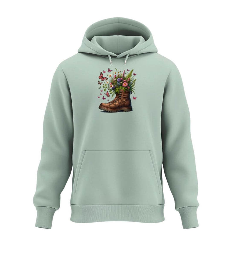 Wanderschuh-Blumen | Unisex Organic Hoodie von Rad&Rucksack