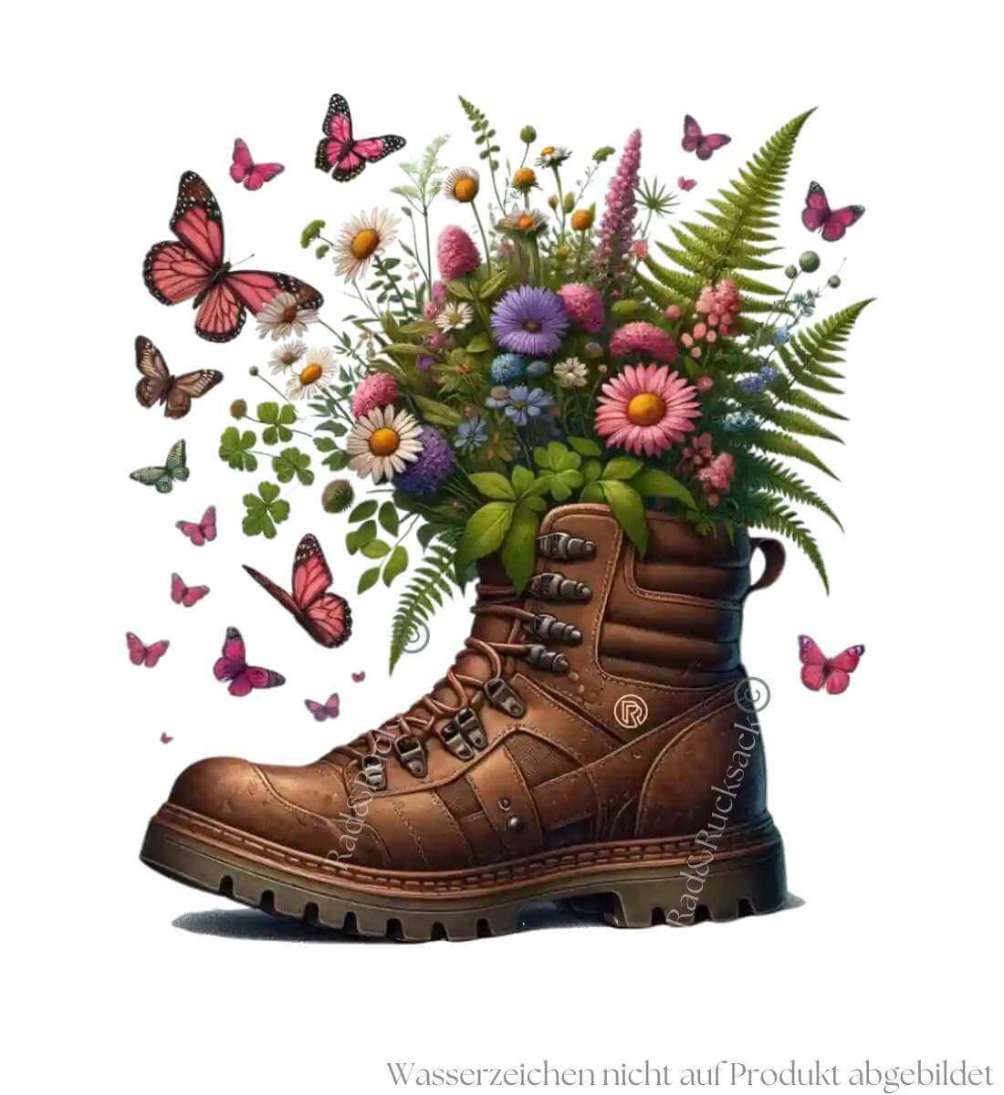 Wanderschuh-Blumen | Unisex Organic Pullover von Rad&Rucksack - weitere Modelansicht 2