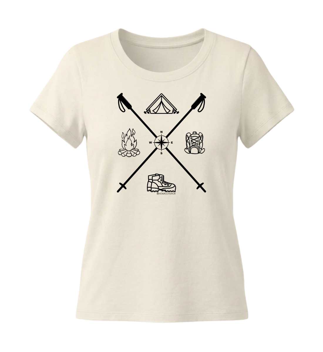 Wanderstöcke | Damen Premium Organic T-Shirt (Fitted) in Natural Raw von Rad&Rucksack