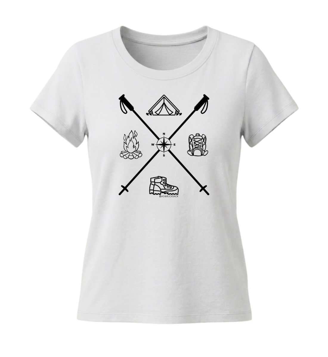 Wanderstöcke | Damen Premium Organic T-Shirt (Fitted) in White von Rad&Rucksack