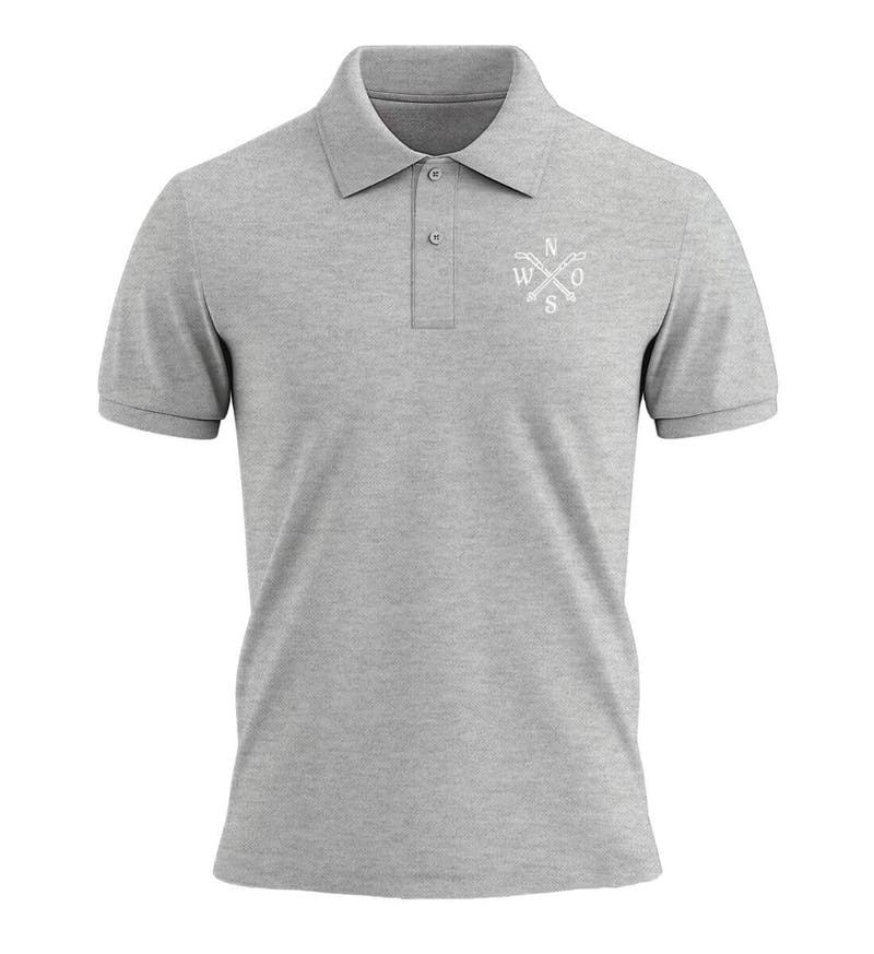 Wanderstöcke Stick | Unisex Premium Organic Poloshirt in Grau (Meliert) von Rad&Rucksack