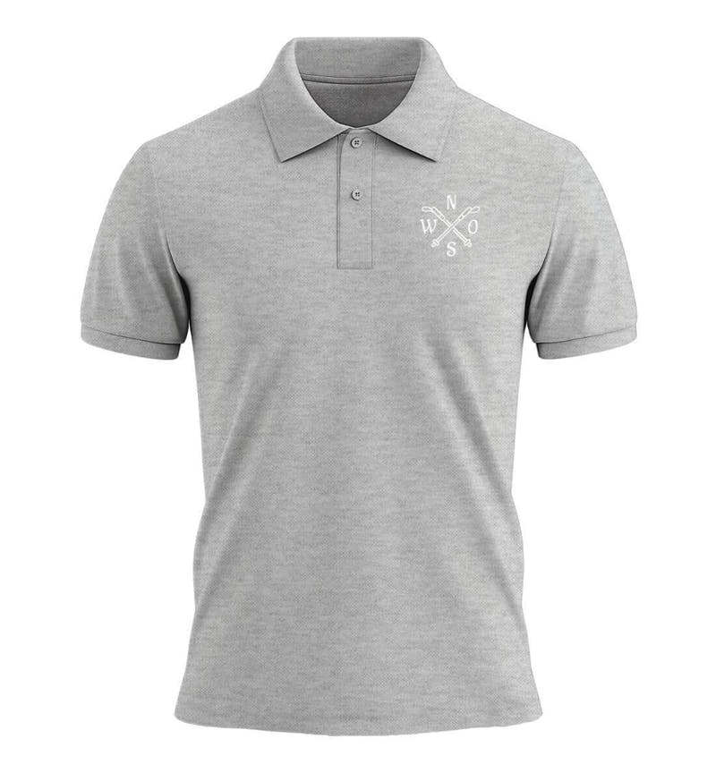 Wanderstöcke Stick | Unisex Premium Organic Poloshirt in Grau (Meliert) von Rad&Rucksack