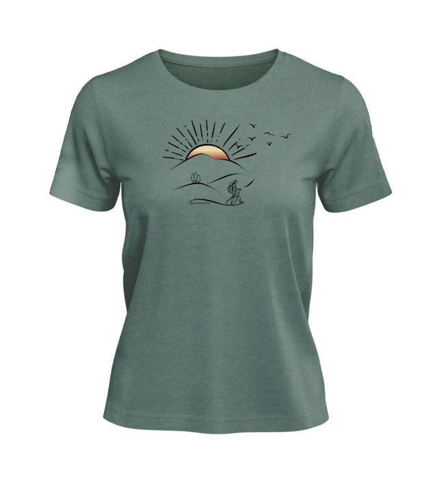 Wanderungen T-Shirt Damen Meeresgrün (Green Bay) – Produktbild (100% Bio-Baumwolle) von Rad&Rucksack