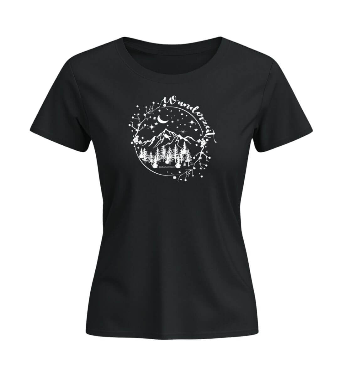 Wanderzeit | Damen Premium Organic T-Shirt (Fitted) in Schwarz von Rad&Rucksack