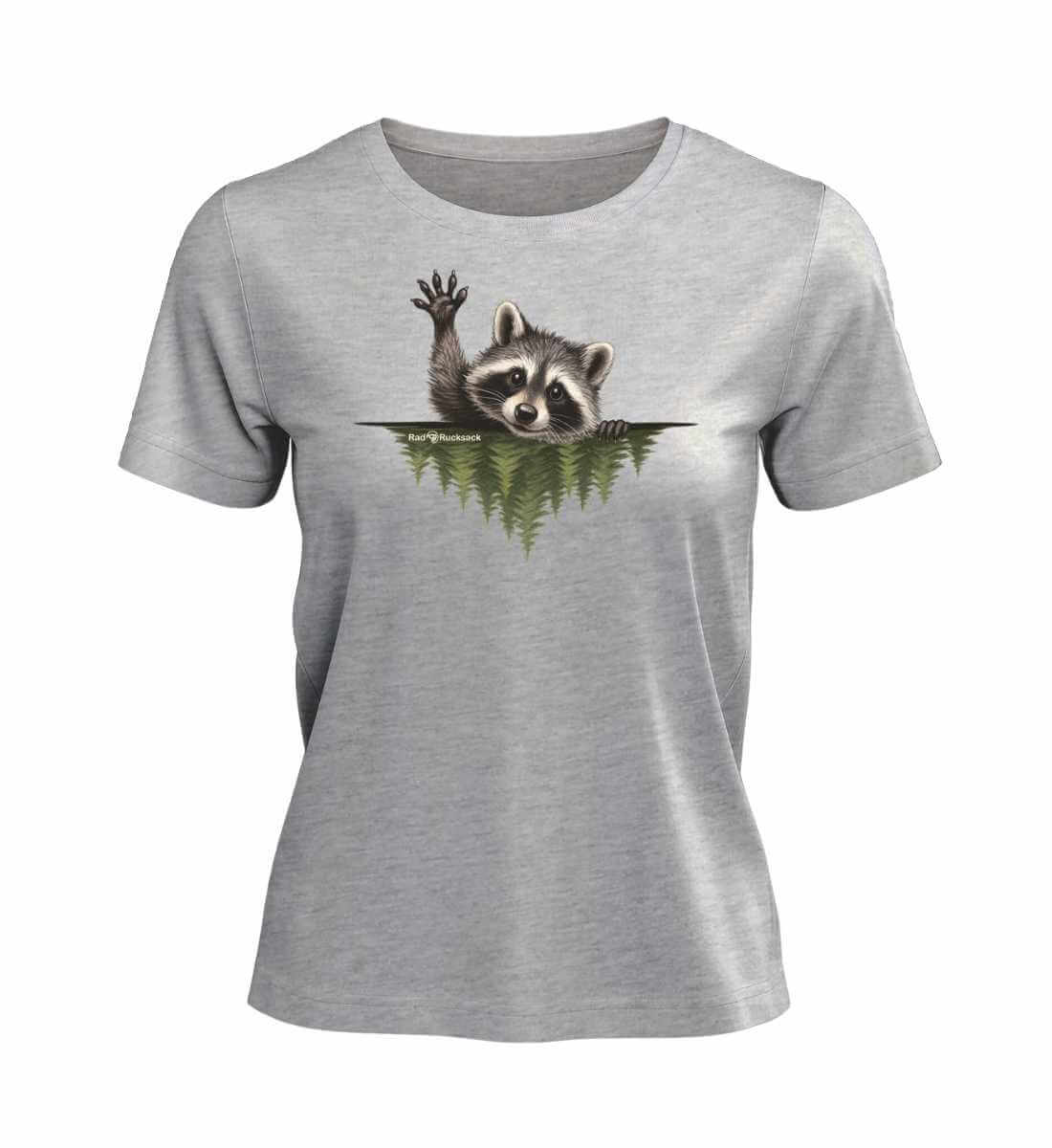 Waschbär Hallo | Damen Premium Organic T-Shirt in Heather Grey von Rad&Rucksack
