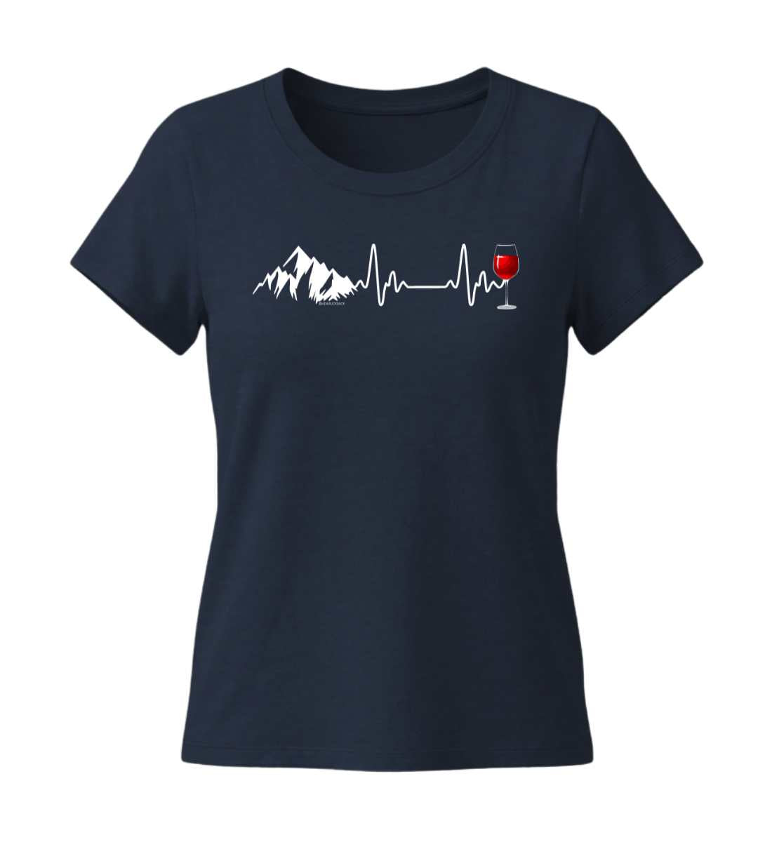 Wein Berg Herzschlag | Damen Premium Organic T-Shirt (Fitted) in French Navy von Rad&Rucksack
