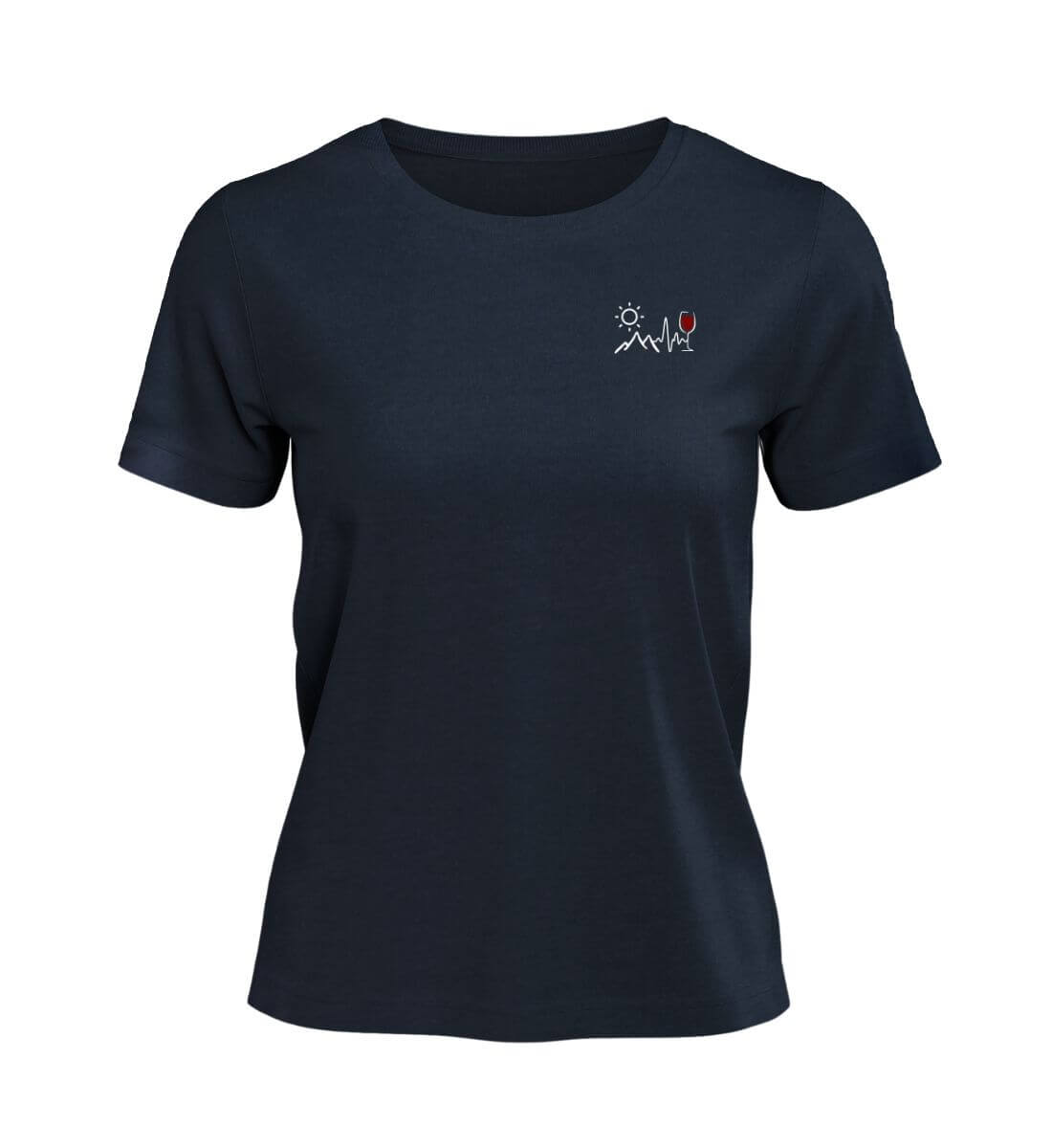 Wein Berg Herzschlag | Damen Premium Organic T-Shirt (Stick) in French Navy von Rad&Rucksack