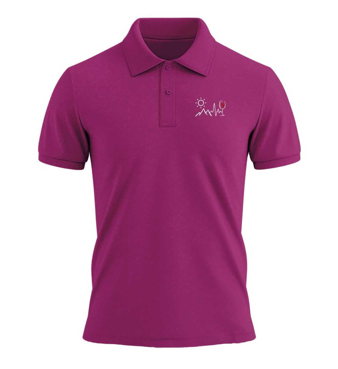 Wein Berg Herzschlag Stick | Unisex Premium Organic Poloshirt in Orchid Flower von Rad&Rucksack