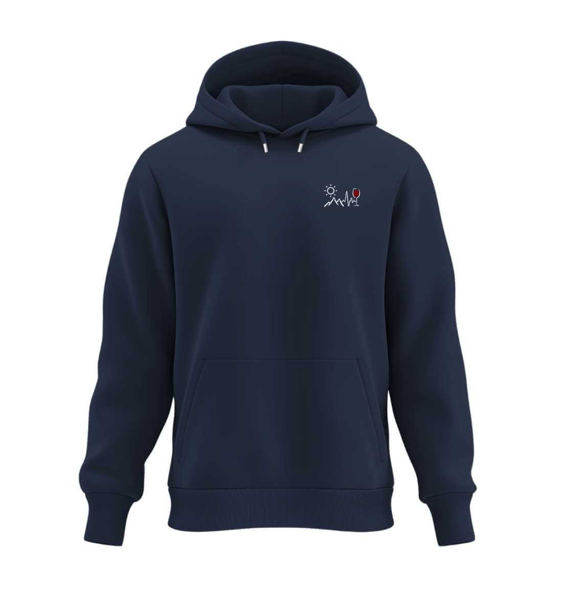 Wein Berg Herzschlag | Unisex Organic Hoodie in French Navy von Rad&Rucksack