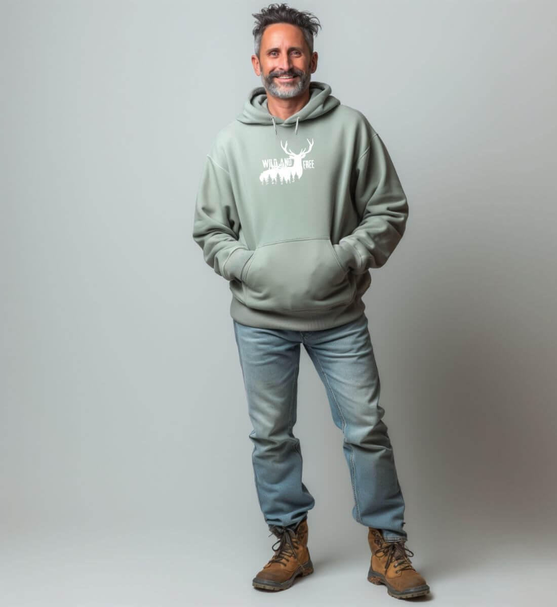 Wild and Free | Unisex Organic Hoodie von Rad&Rucksack - am Model präsentiert