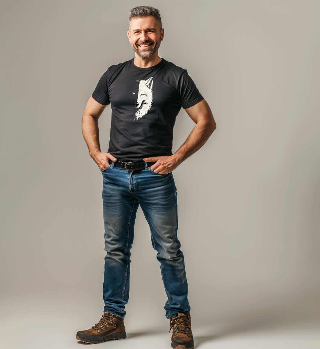 Wolf | Herren Premium Organic T-Shirt von Rad&Rucksack - weitere Modelansicht 2