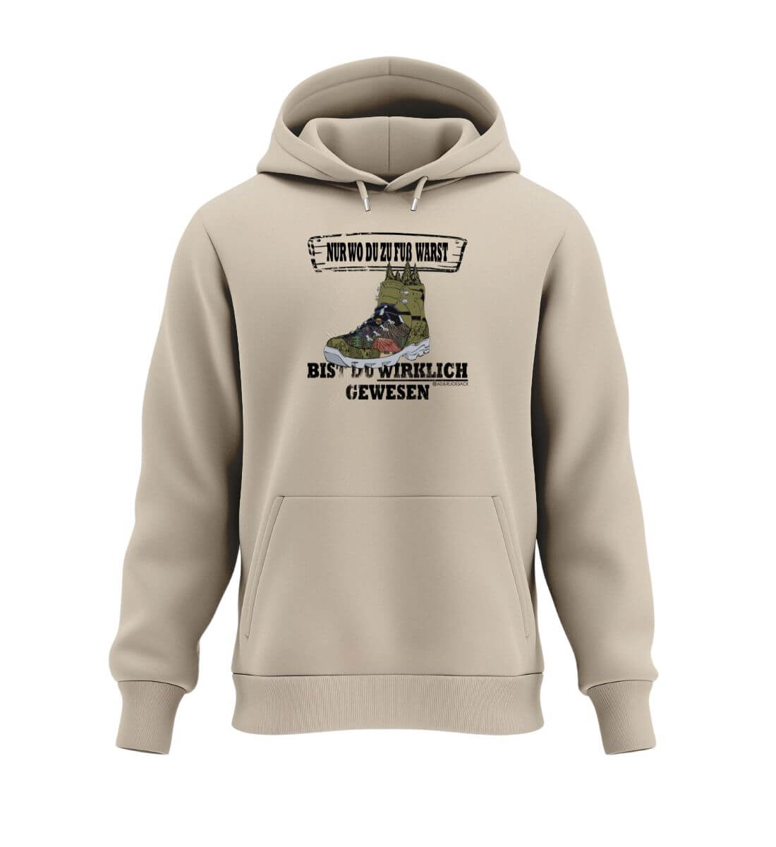 Zu Fuß warst | Unisex Organic Hoodie in Desert Dust von Rad&Rucksack