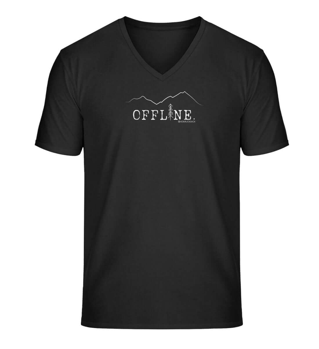 Offline. | Herren V-Neck Premium Organic T-Shirt | Farbe: Schwarz | Rad&Rucksack