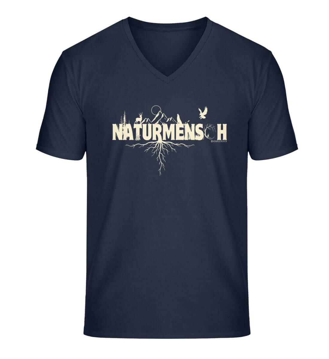 Naturmenschen | Herren V-Neck Premium Organic T-Shirt | Farbe: French Navy | Rad&Rucksack