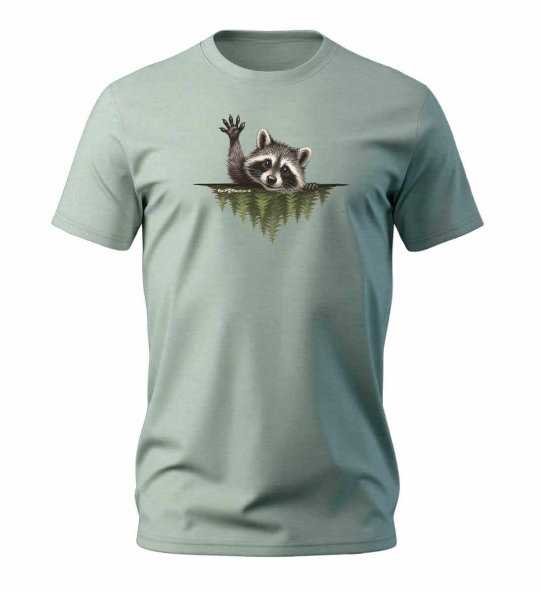 Waschbär Hallo | Herren Premium Organic T-Shirt | Farbe: Aloe | Rad&Rucksack