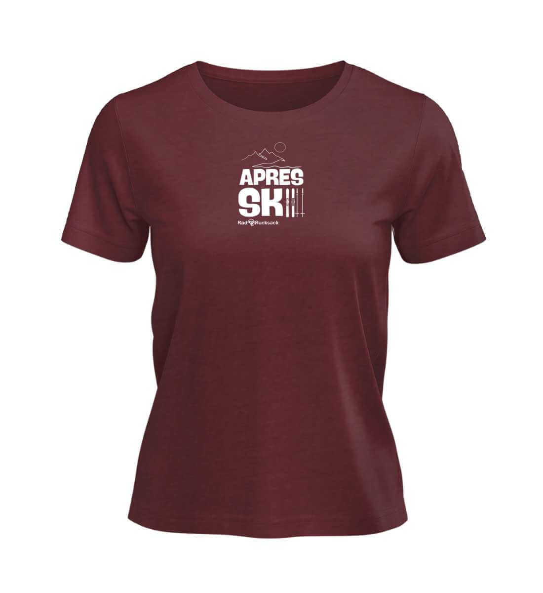 Apres Ski | Damen Premium Organic T-Shirt (Fitted) | Farbe: Burgundy | Rad&Rucksack