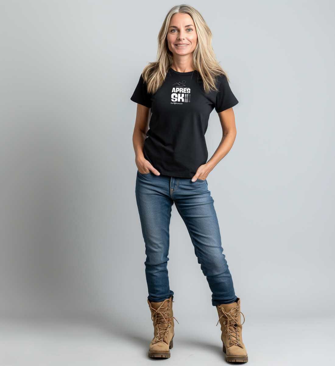 Apres Ski | Damen Premium Organic T-Shirt (Fitted) | Farbe: French Navy | Rad&Rucksack