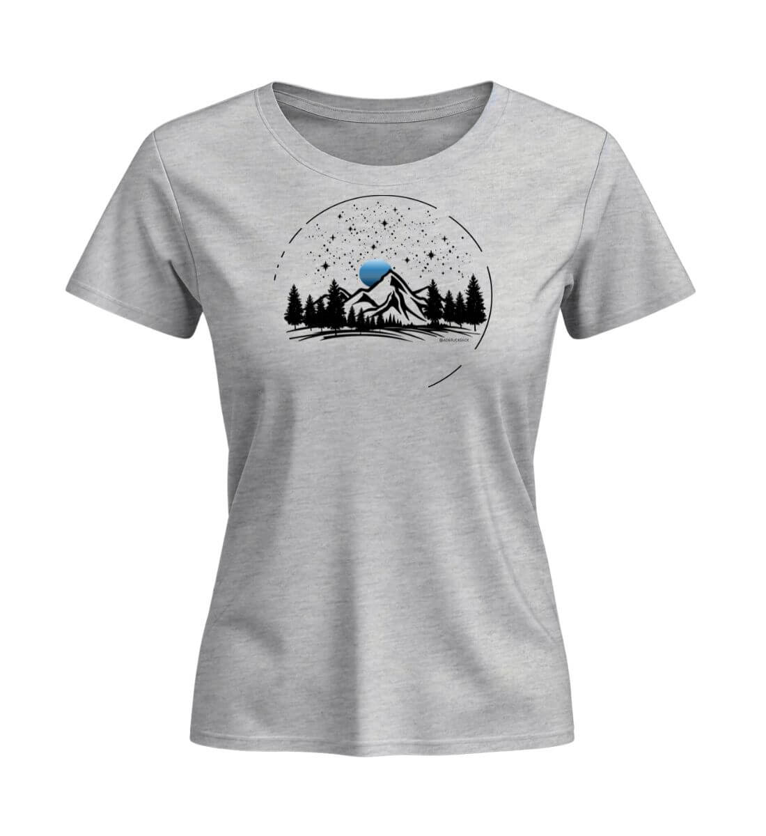Berg Nacht | Damen Premium Organic T-Shirt (Fitted) | Farbe: Heather Grey | Rad&Rucksack