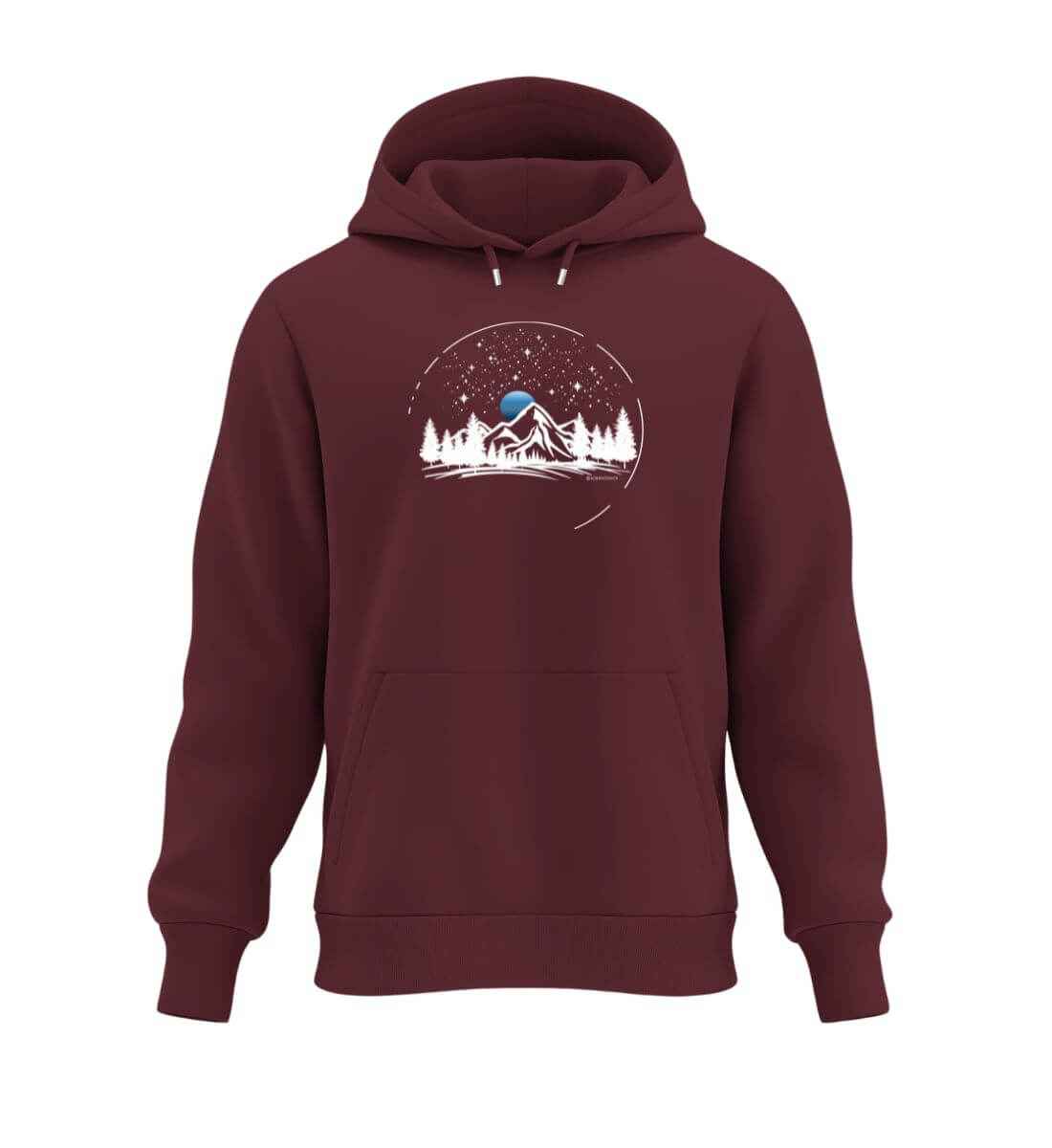 Berg Nacht | Unisex Organic Hoodie | Farbe: Burgundy | Rad&Rucksack