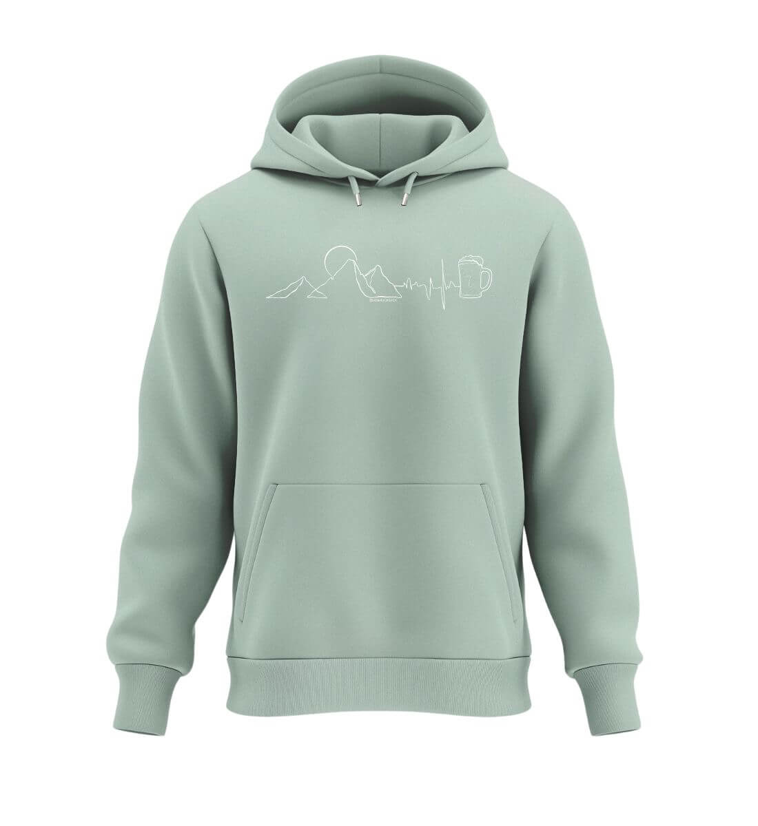 Berg Herzschlag Bier | Herren Premium Organic Hoodie | Farbe: Aloe | Rad&Rucksack