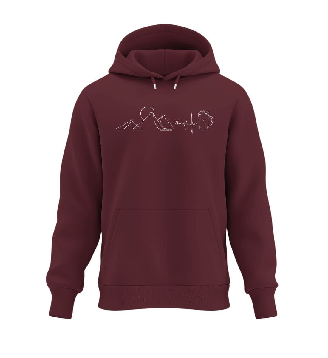 Berg Herzschlag Bier | Herren Premium Organic Hoodie | Farbe: Burgundy | Rad&Rucksack