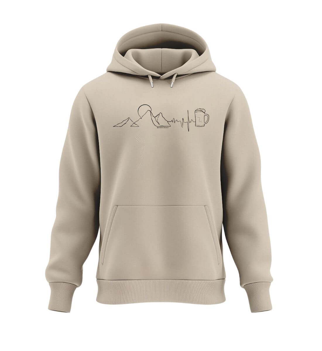Berg Herzschlag Bier | Herren Premium Organic Hoodie | Farbe: Desert Dust | Rad&Rucksack