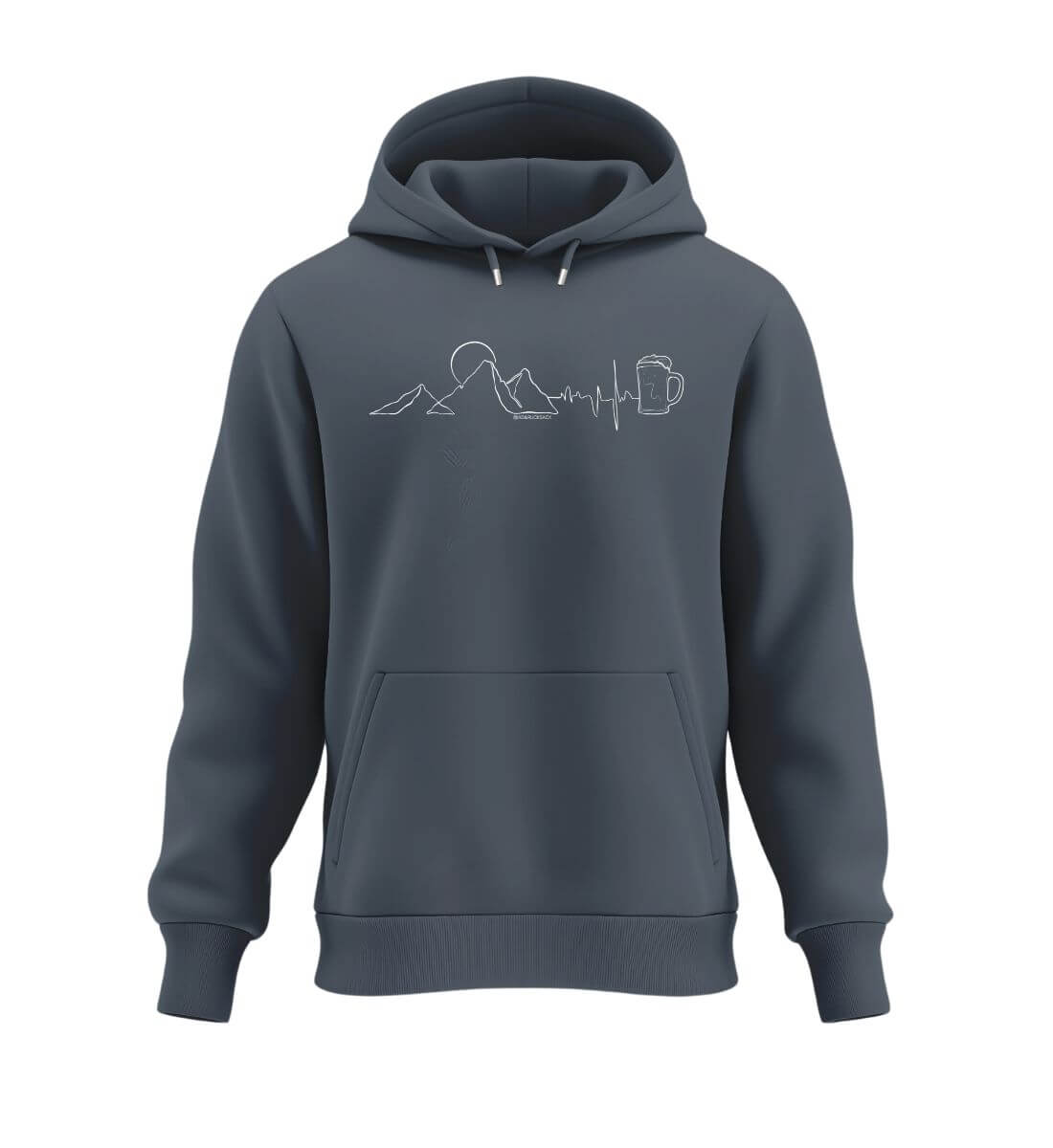 Berg Herzschlag Bier | Herren Premium Organic Hoodie | Farbe: India Ink Grey | Rad&Rucksack