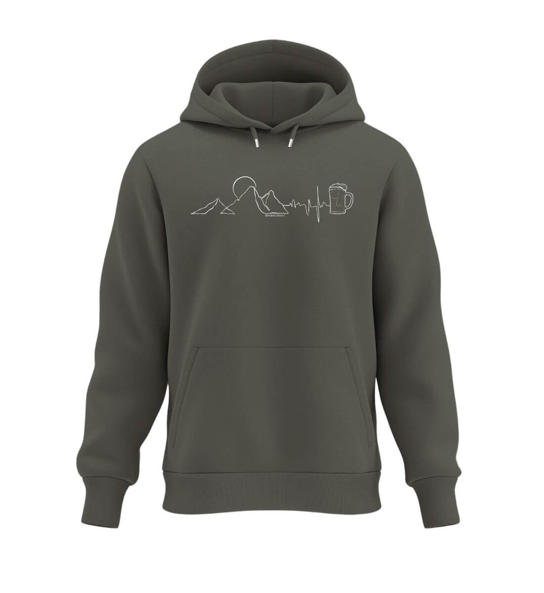 Berg Herzschlag Bier | Herren Premium Organic Hoodie | Farbe: Khaki | Rad&Rucksack