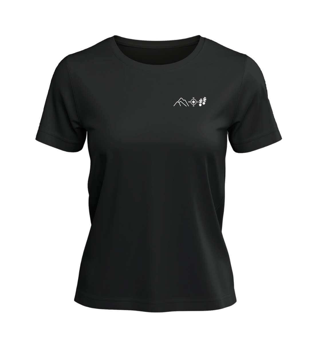 Berg Kompass Wandern | Damen Premium Organic T-Shirt (Stick) | Farbe: Schwarz | Rad&Rucksack
