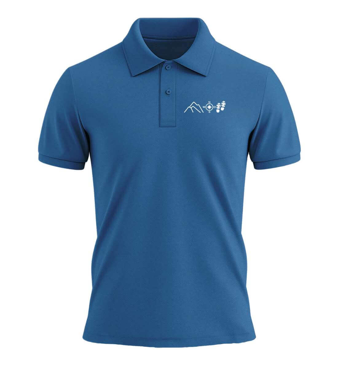 Berg Kompass Wandern Stick | Unisex Premium Organic Poloshirt | Farbe: Royal Blue | Rad&Rucksack