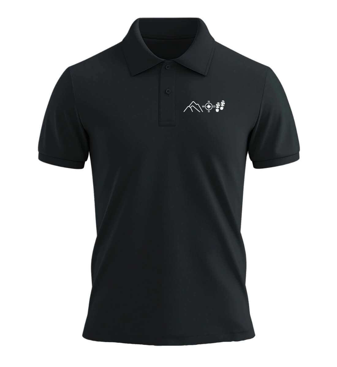 Berg Kompass Wandern Stick | Unisex Premium Organic Poloshirt | Farbe: Schwarz | Rad&Rucksack