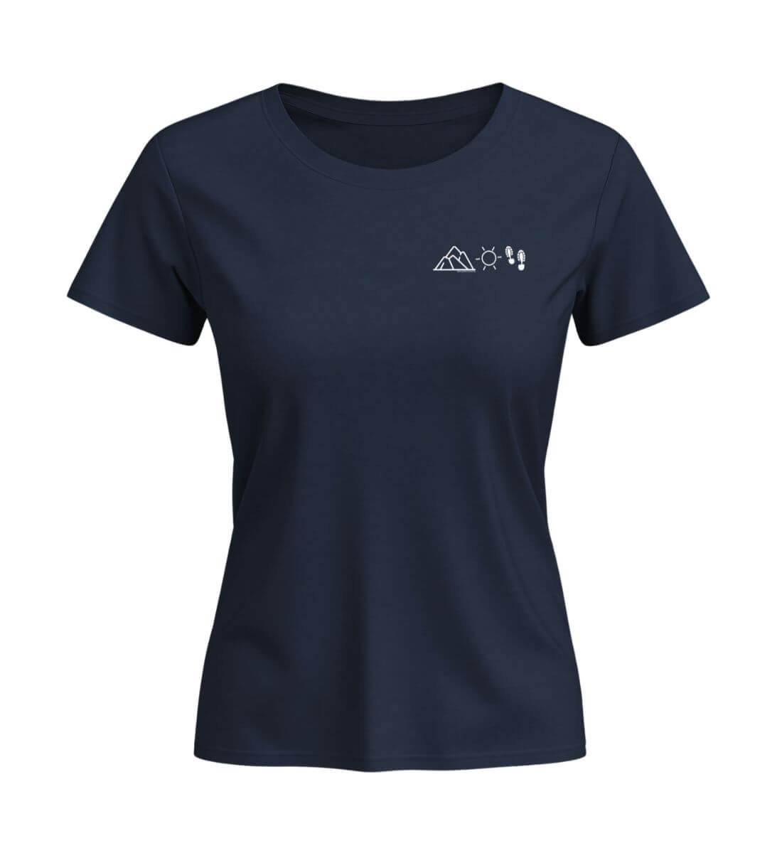 Berg Sonne Wandern | Damen Premium Organic T-Shirt (Fitted) | Farbe: French Navy | Rad&Rucksack