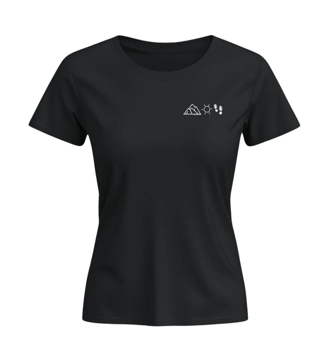 Berg Sonne Wandern | Damen Premium Organic T-Shirt (Fitted) | Farbe: Schwarz | Rad&Rucksack