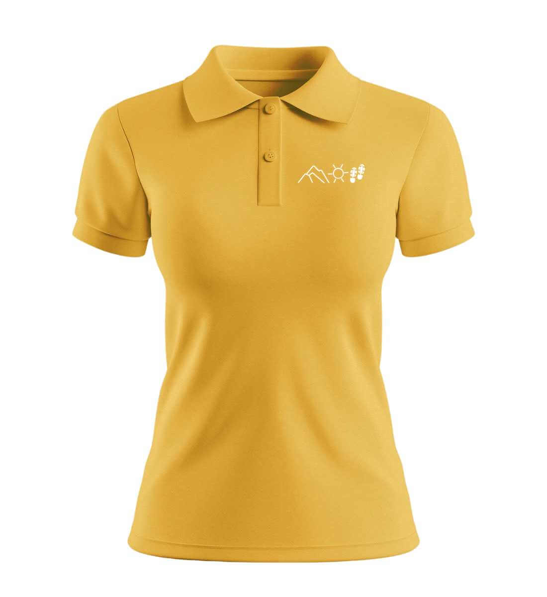 Berg Sonne Wandern Stick | Damen Premium Organic Poloshirt | Farbe: Jojoba | Rad&Rucksack