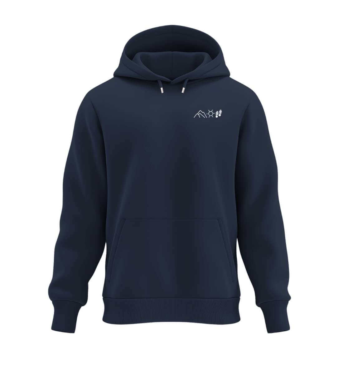 Berg Sonne Wandern | Unisex Organic Hoodie (Stick) | Farbe: French Navy | Rad&Rucksack
